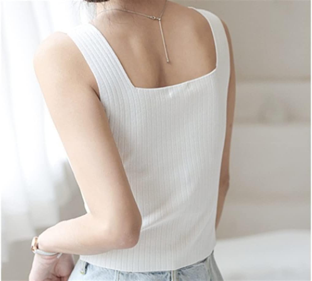 NSUQOA JSEIAJB Tank Top Women Button Camis Elegant Ladies Basic Sleeveless Crop Top Knit Comfort Casual Female Slim Clothing - Image 6
