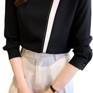 Office Lady V Neck Black Long Sleeve Tops Comfortable T Shirts Spring Autumn Women's Clothing