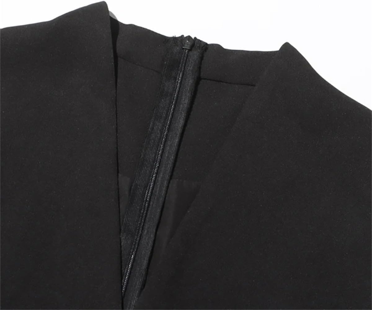 Patchwork Lace Dresses for Women V Neck Sleeveless High Waist Tunic Elegant A Line Dress Fashion Clothing - Image 3