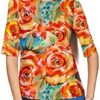 Pineapple Clothing Evening Cocktail Long Sleeve Party Dressy Floral Top for Women