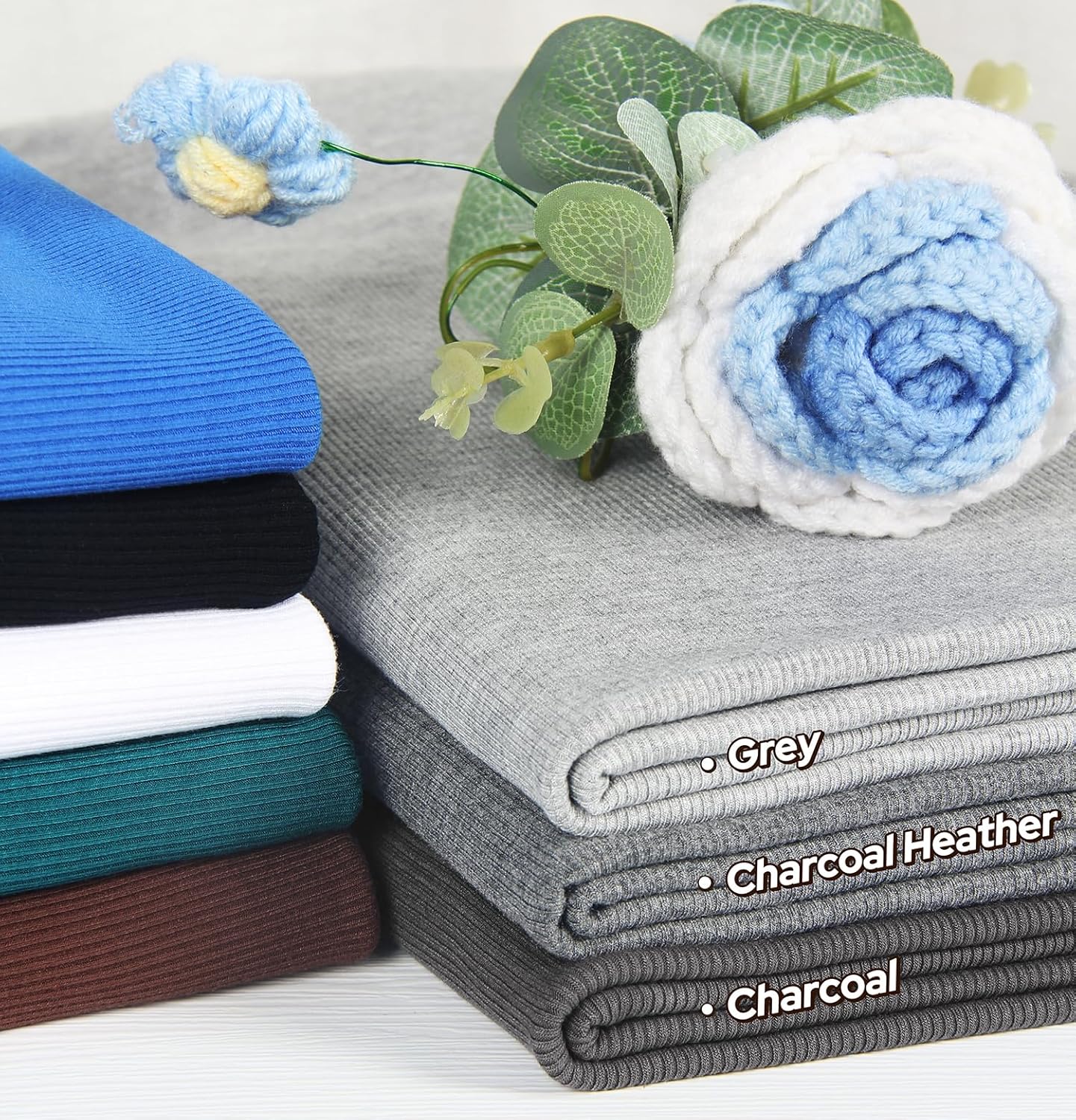 Roselux Womens Long Sleeve Scoop Neck Ribbed Knit Fitted Casual Tops Tee Slim Basic Shirts - Image 6