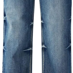 roswear Women's High Waisted Stretchy Wide Leg Jeans Cuffed Baggy Jeans Loose Denim Pants