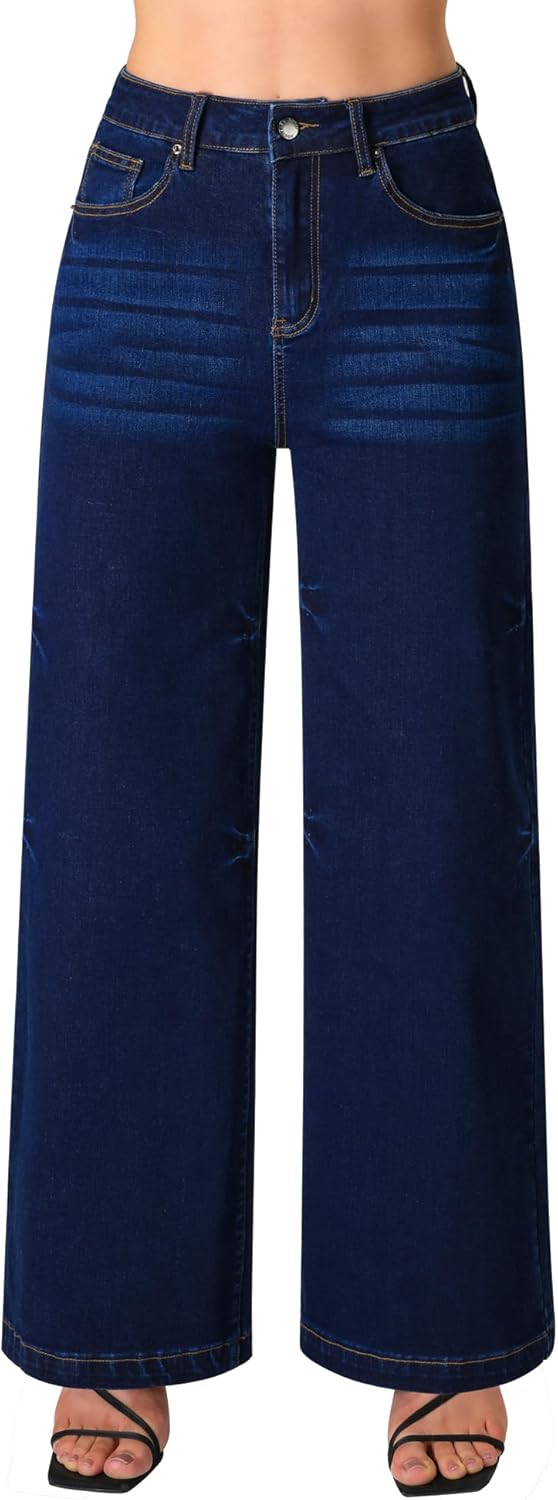 roswear Women's Wide Leg Jeans High Waisted Stretchy Denim Trouser Pants - Image 9