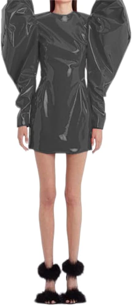 Sexy Women Fashion Big Puff Long Sleeve Mini Dress Slim Sheath Bodycon Party Club Mini Dress Streetwear Spring Autumn Clothes