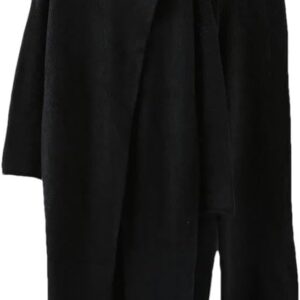 Split Long High Neck Sweaters with Wide Leg Pants 2 Pieces Knitted Thickened Sets Female Clothing Autumn