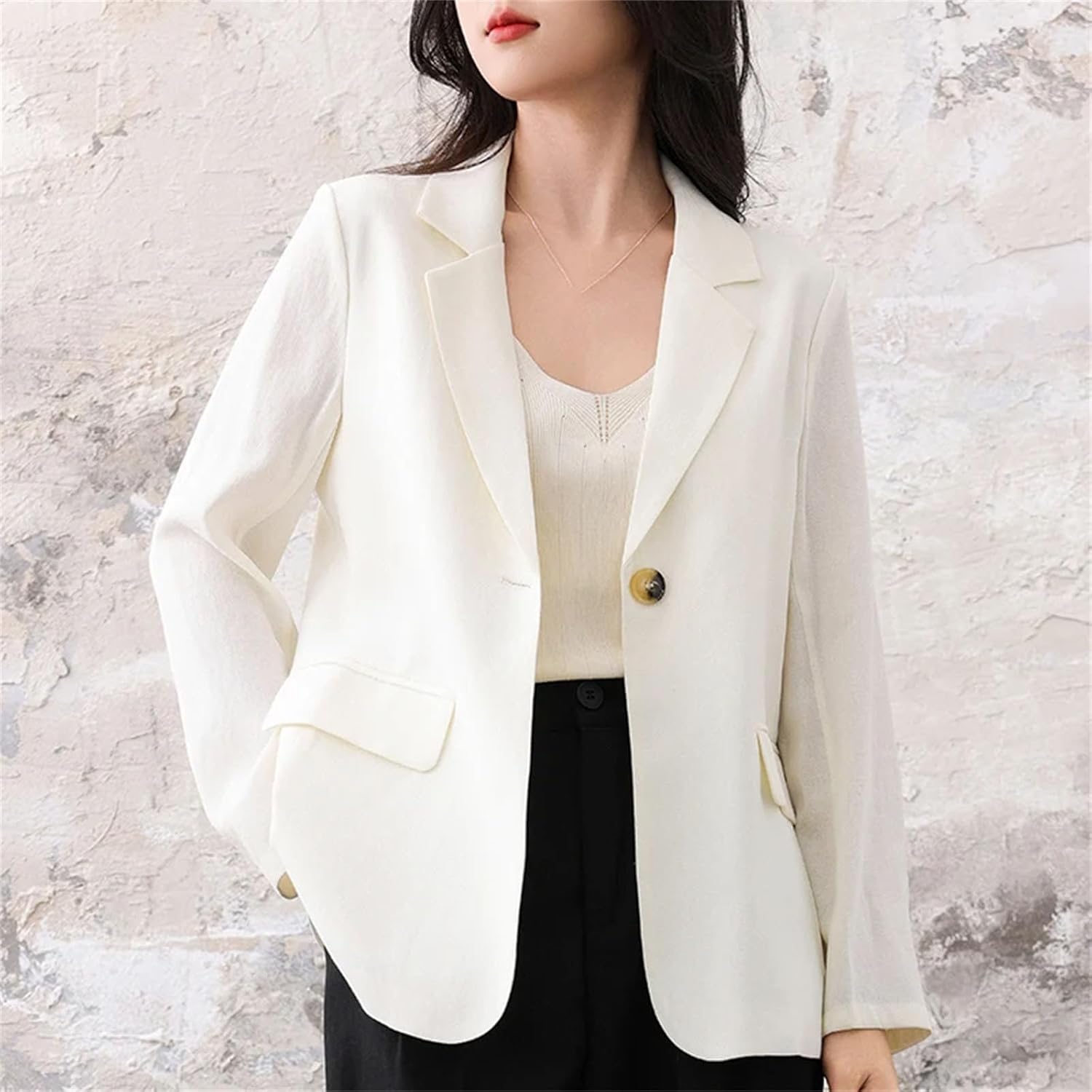 Spring Women's Blazer Single Button Long Sleeve Casual Thin Soft Fashion Women's Clothing - Image 5