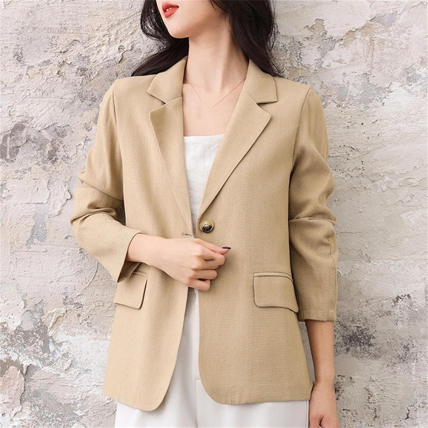 Spring Women's Blazer Single Button Long Sleeve Casual Thin Soft Fashion Women's Clothing - Image 2