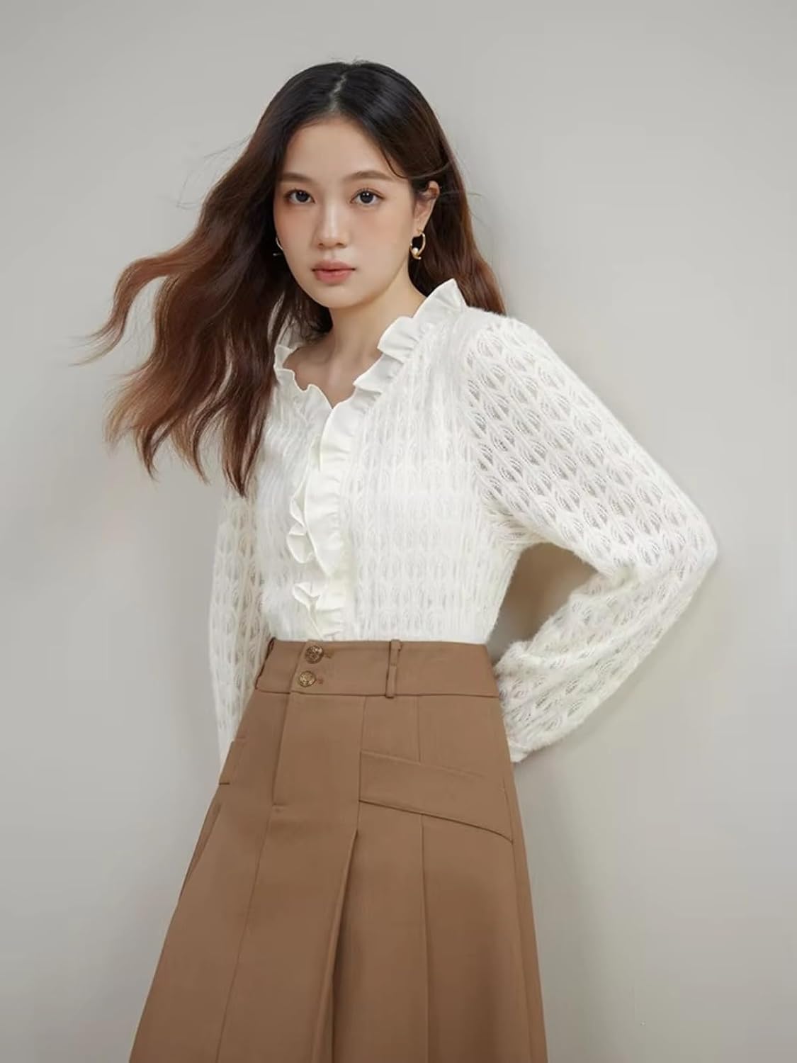 Sweet Style Winter Clothes V-Neck Bottoming Shirt for Women - Image 3