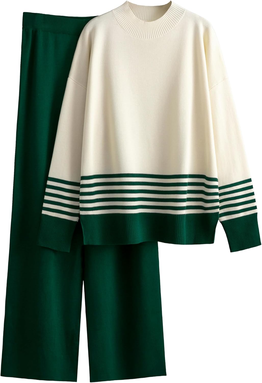 Tanming Women's Lounge Sets 2 Piece Outfits Knitted Pullover Sweater Tops Wide Leg Pants Tracksuit - Image 9