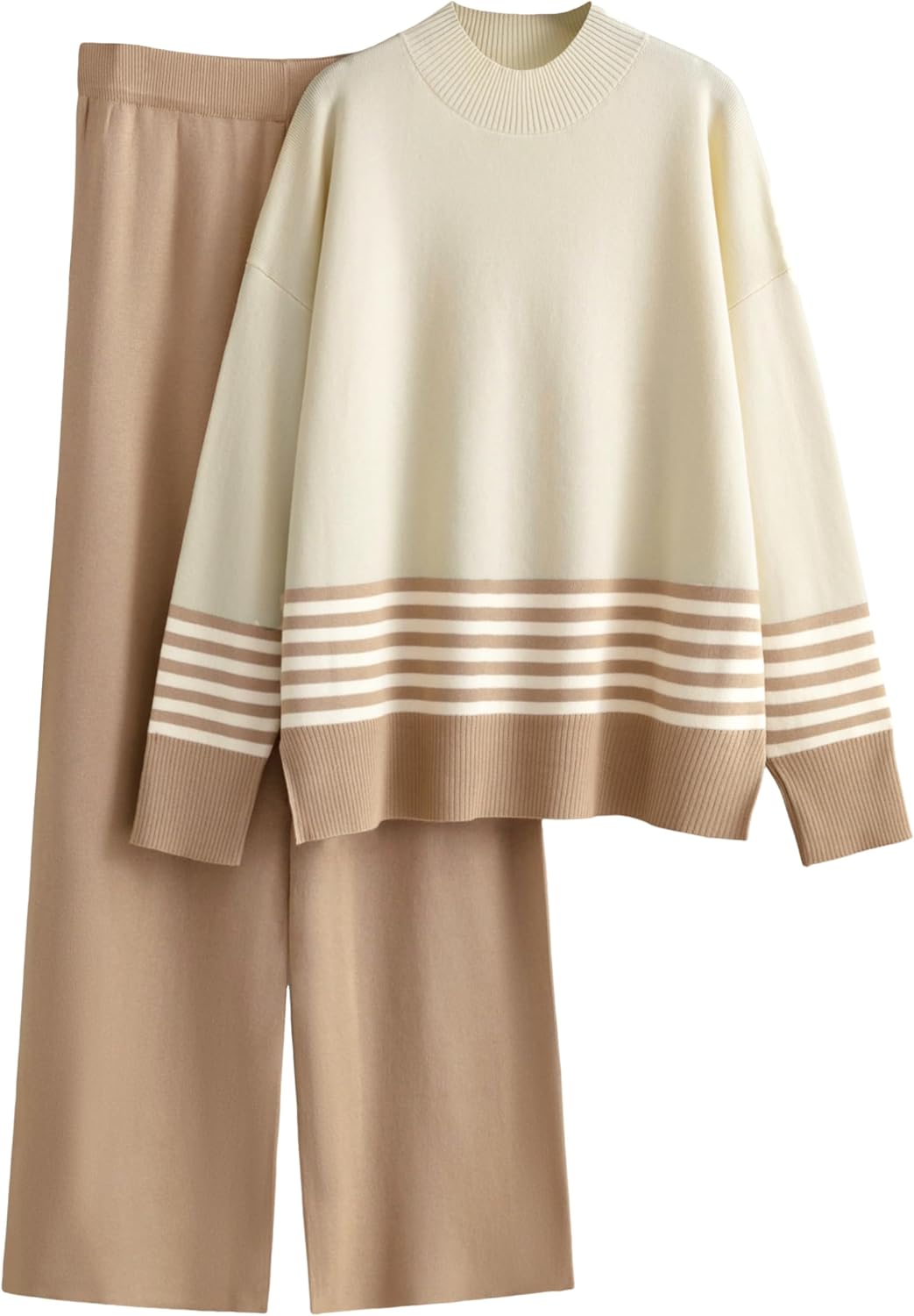 Tanming Women's Lounge Sets 2 Piece Outfits Knitted Pullover Sweater Tops Wide Leg Pants Tracksuit - Image 10