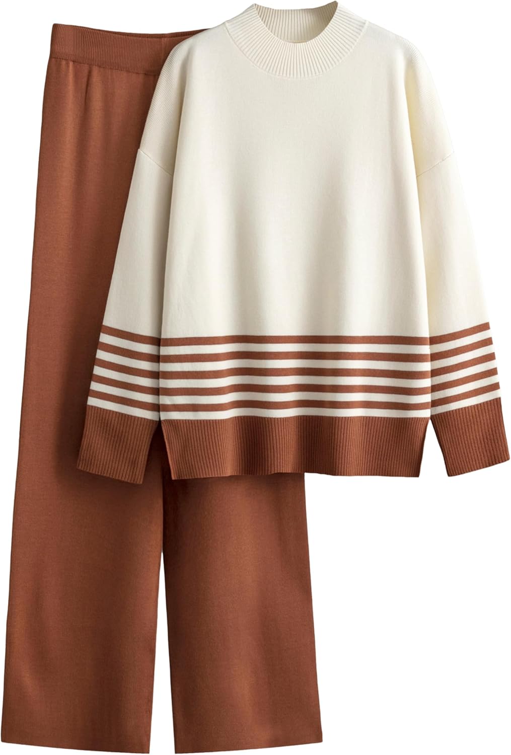 Tanming Women's Lounge Sets 2 Piece Outfits Knitted Pullover Sweater Tops Wide Leg Pants Tracksuit - Image 8