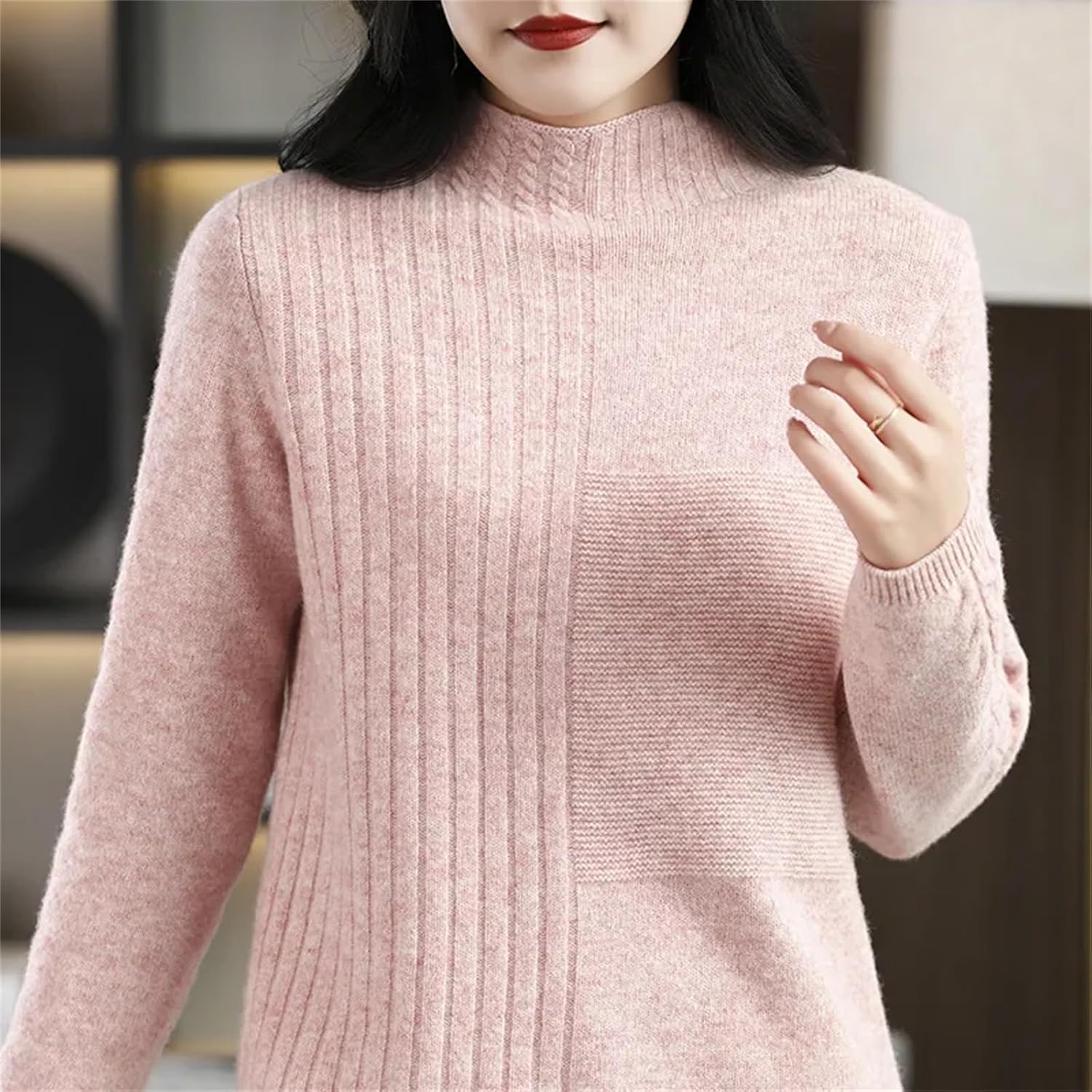 Turtleneck Women's Thick Sweater 100% Merino Wool Winter Cashmere Clothes Knitted Pullover Fashion Sweater Tops - Image 2