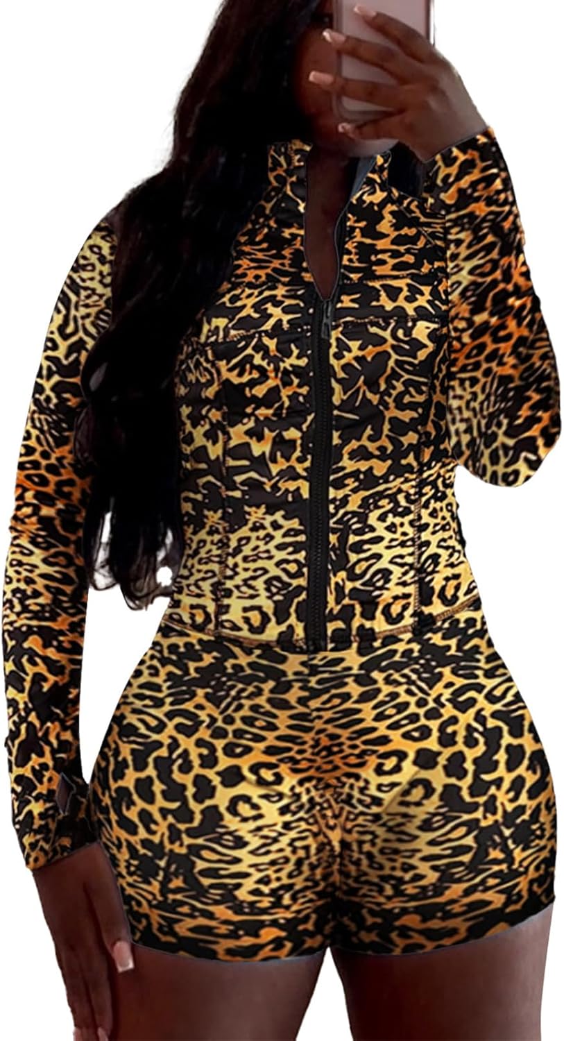 Vssjavun Women 2 Piece Outfits Sweatsuit Sets Long Sleeve Full Zip Workout Jacket Bodycon Shorts Set Tracksuit Loungewear - Image 7