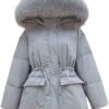 White Duck Down Coat Winter Women Fashion Hooded Collar Thicken Warm Feather Clothing Female Parka Overcoat