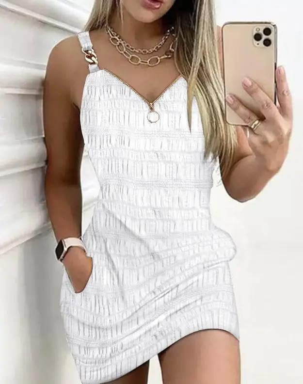 WINSUNNY Elegant Dresses Sexy Vneck Zipper Mini Fashion Summer Casual Female Clothing - Image 7