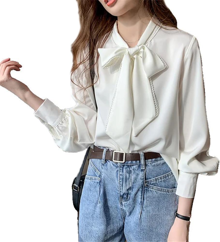 WINSUNNY Spring Fashion Autumn Chiffon Blue Long Sleeve White Office Lady Clothes