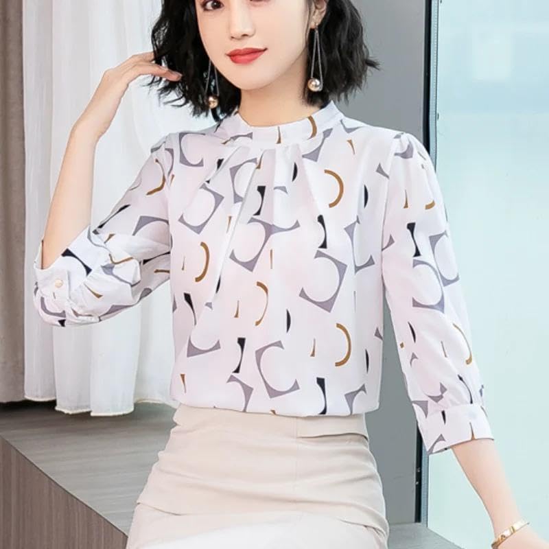 WINSUNNY Summer Chiffon White Fashion Clothing Casual Blouses Office Shirts Ladies - Image 3