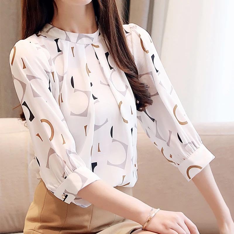 WINSUNNY Summer Chiffon White Fashion Clothing Casual Blouses Office Shirts Ladies - Image 2
