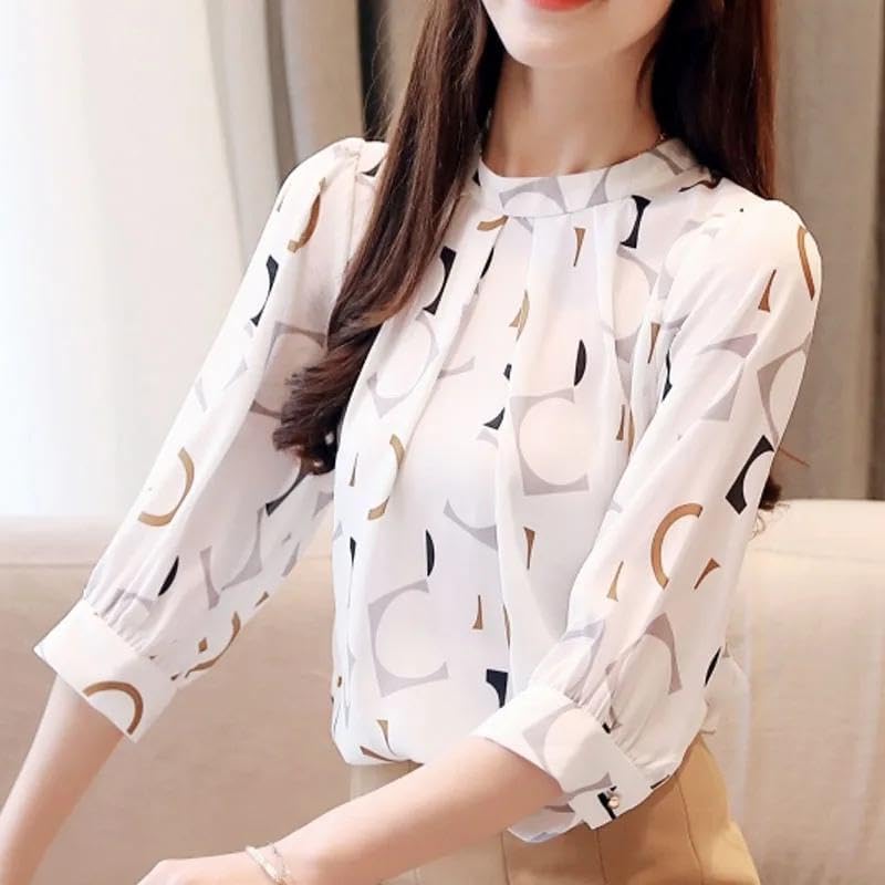 WINSUNNY Summer Chiffon White Fashion Clothing Casual Blouses Office Shirts Ladies - Image 4