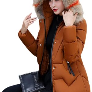Winter Parka Coat Women Korean Loose Fashion Hooded Jacket White Red Black M-3XL Plus Size Slim Warmth Clothing Caramel XXXL