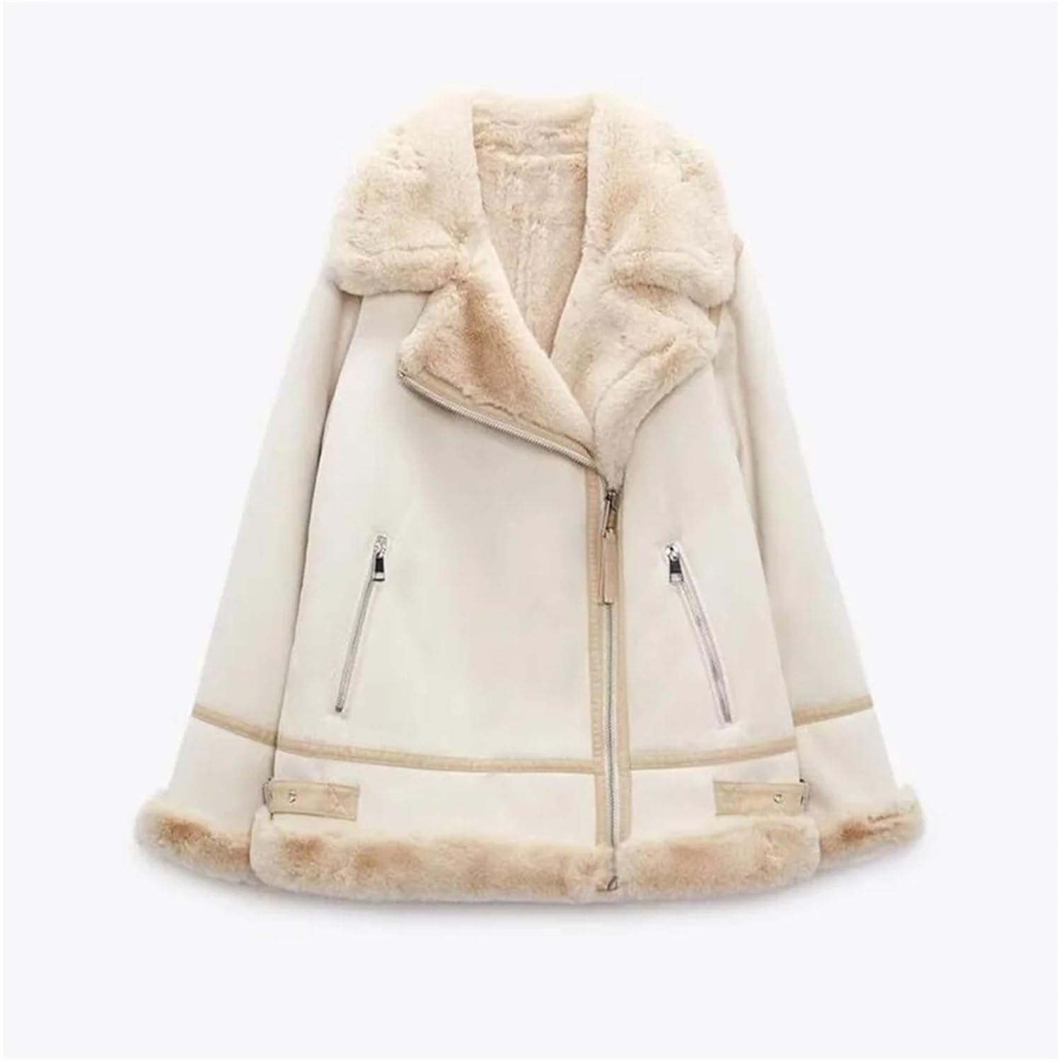 Winter women's clothing casual fashion temperament simple lapel zipper warm jacket jacket - Image 3