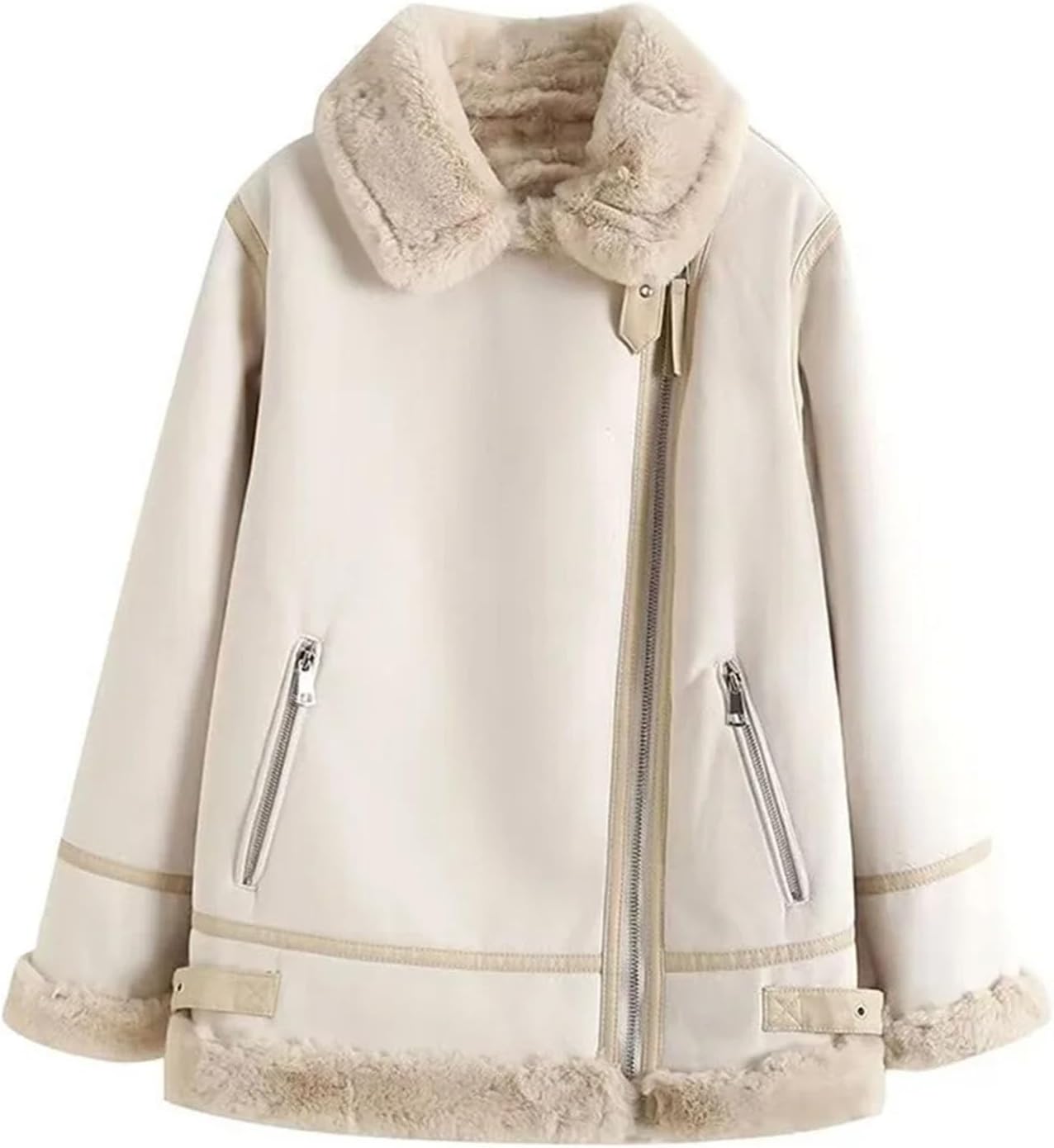 Winter women's clothing casual fashion temperament simple lapel zipper warm jacket jacket - Image 4