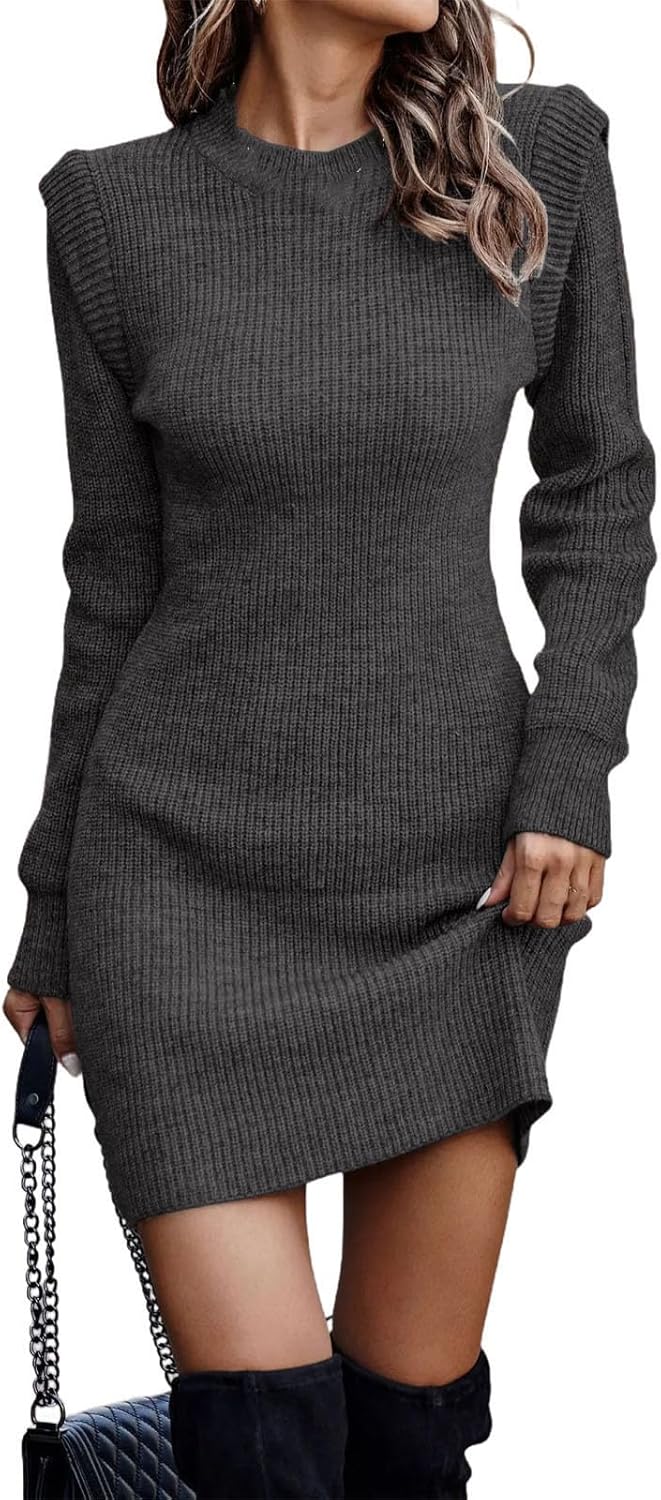 Winter Women's Clothing Fashionable Temperament Sexy Round Neck Long Sleeved Hip Hugging Sweater Women's Dress - Image 8