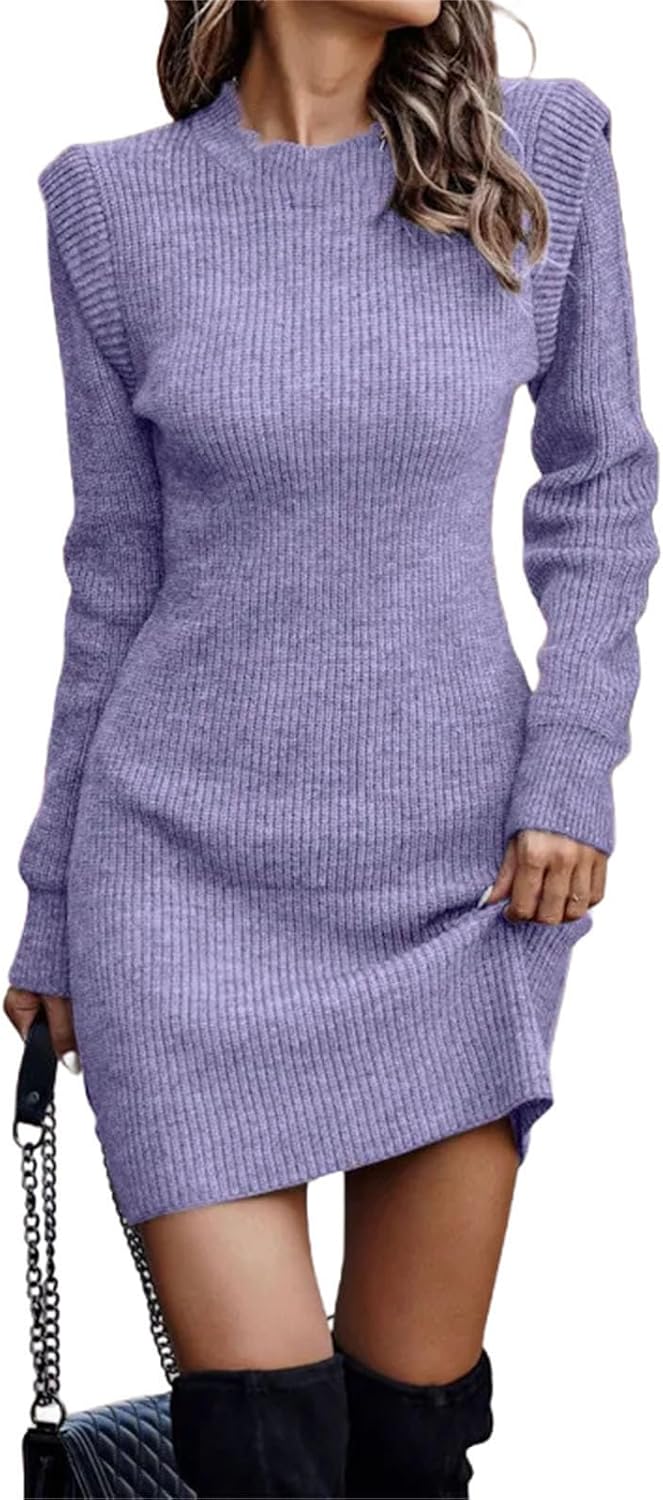 Winter Women's Clothing Fashionable Temperament Sexy Round Neck Long Sleeved Hip Hugging Sweater Women's Dress - Image 13