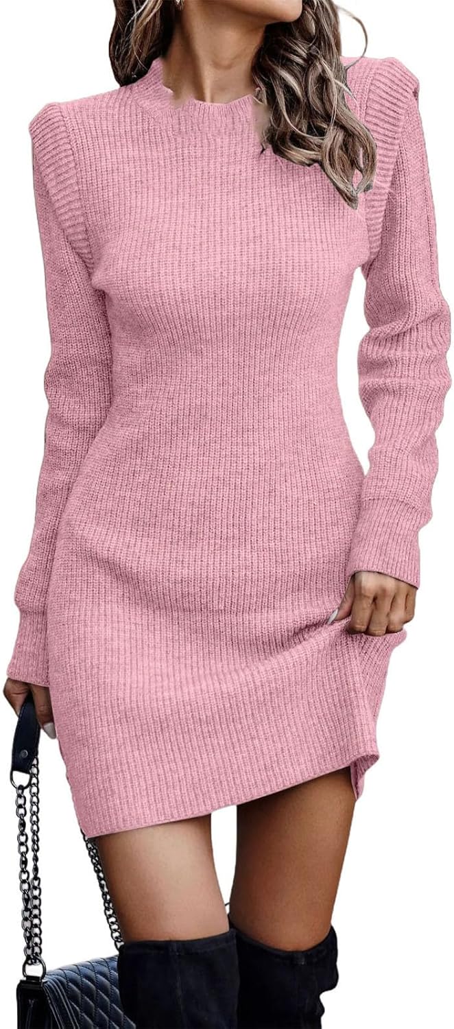 Winter Women's Clothing Fashionable Temperament Sexy Round Neck Long Sleeved Hip Hugging Sweater Women's Dress - Image 19