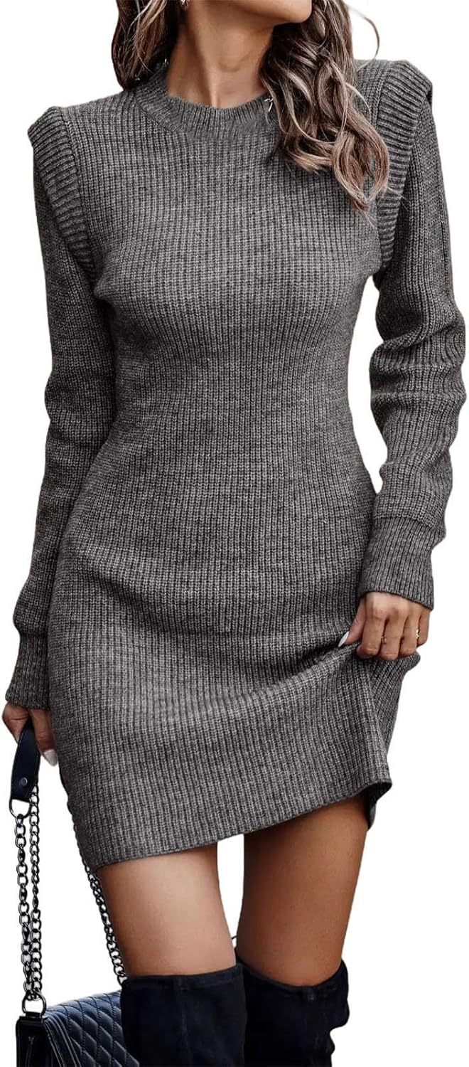 Winter Women's Clothing Fashionable Temperament Sexy Round Neck Long Sleeved Hip Hugging Sweater Women's Dress - Image 23