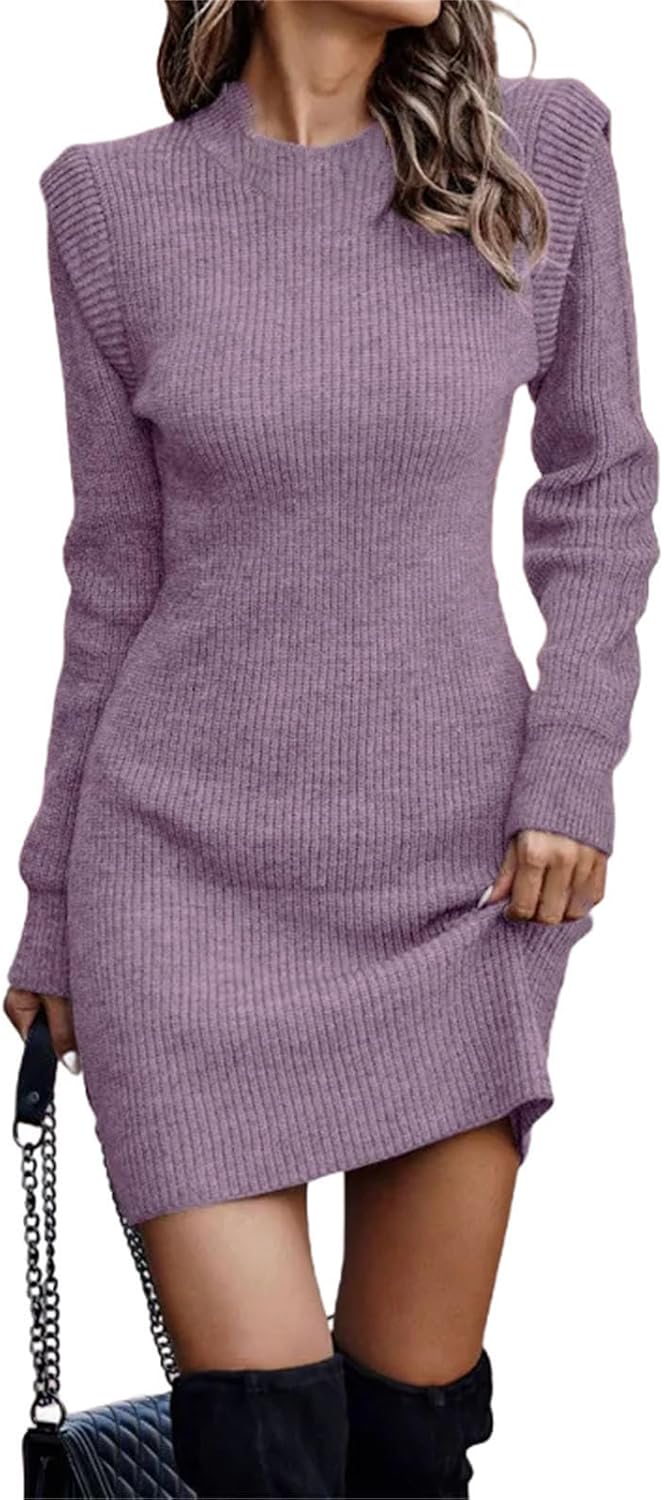 Winter Women's Clothing Fashionable Temperament Sexy Round Neck Long Sleeved Hip Hugging Sweater Women's Dress