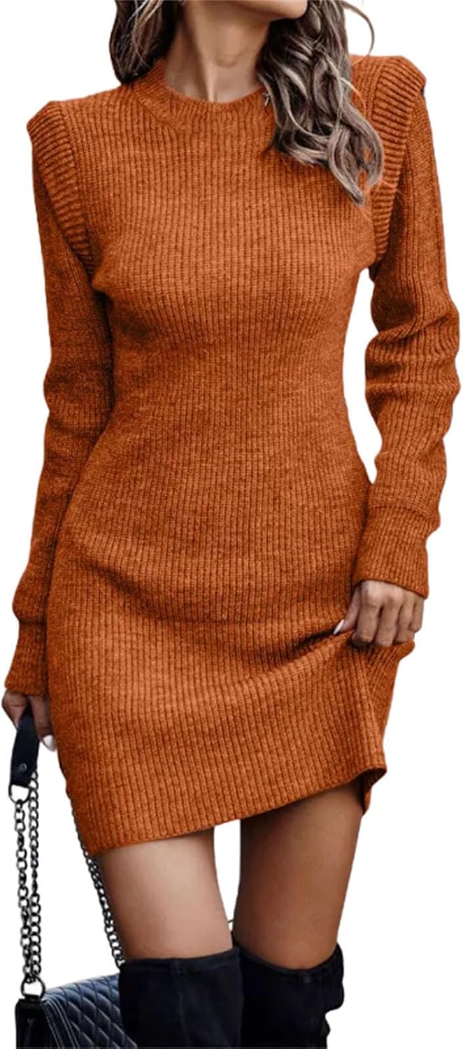 Winter Women's Clothing Fashionable Temperament Sexy Round Neck Long Sleeved Hip Hugging Sweater Women's Dress - Image 17