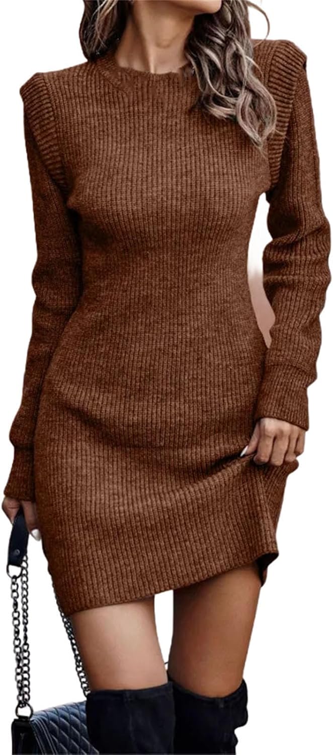 Winter Women's Clothing Fashionable Temperament Sexy Round Neck Long Sleeved Hip Hugging Sweater Women's Dress - Image 11