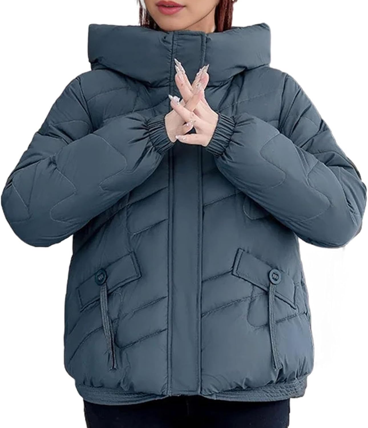 Woman Down jacketr Stylish Puffer jacketr Casual Coat Hooded Fashion Warm Thick Zipper Coat Woman Winter Clothes - Image 10
