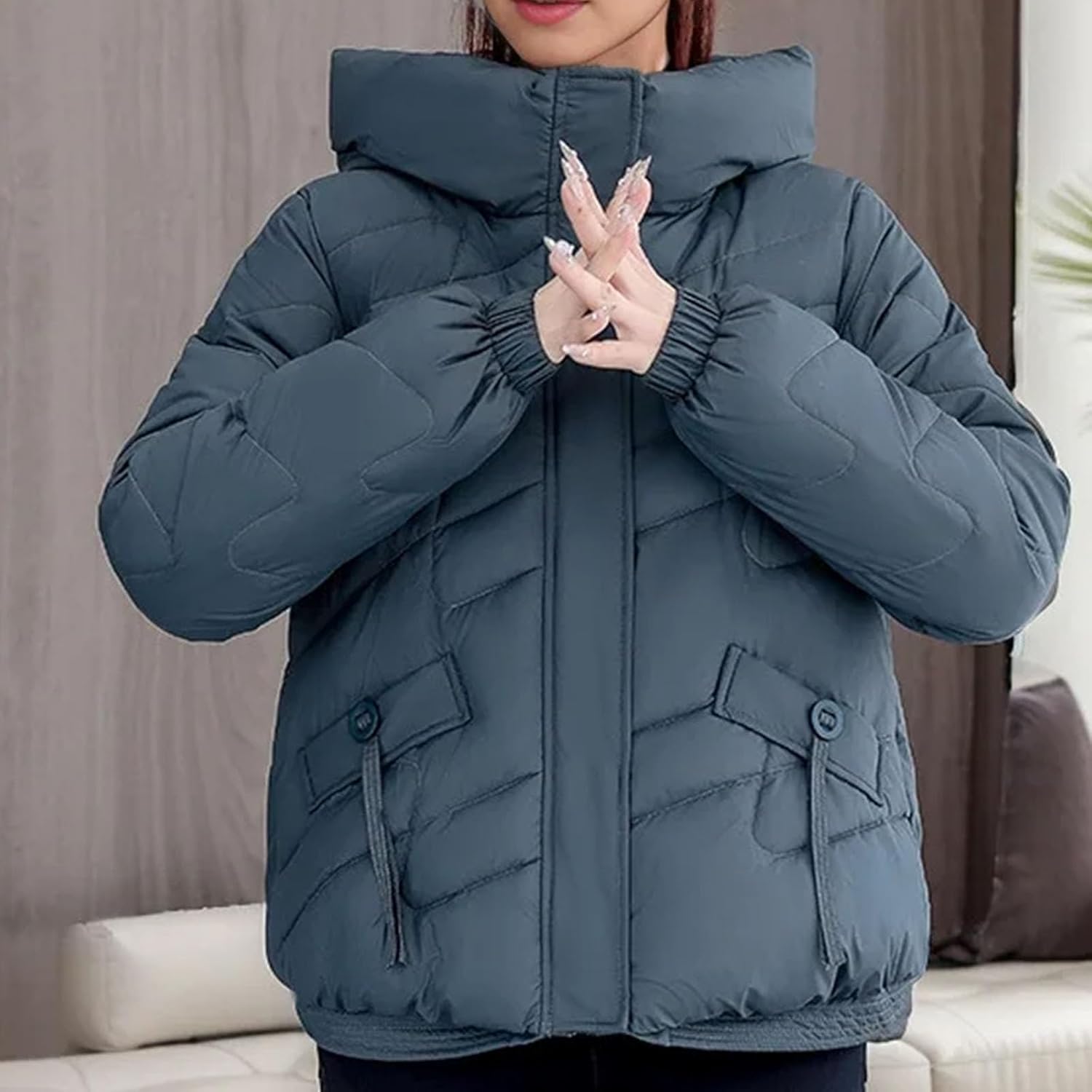 Woman Down jacketr Stylish Puffer jacketr Casual Coat Hooded Fashion Warm Thick Zipper Coat Woman Winter Clothes - Image 4