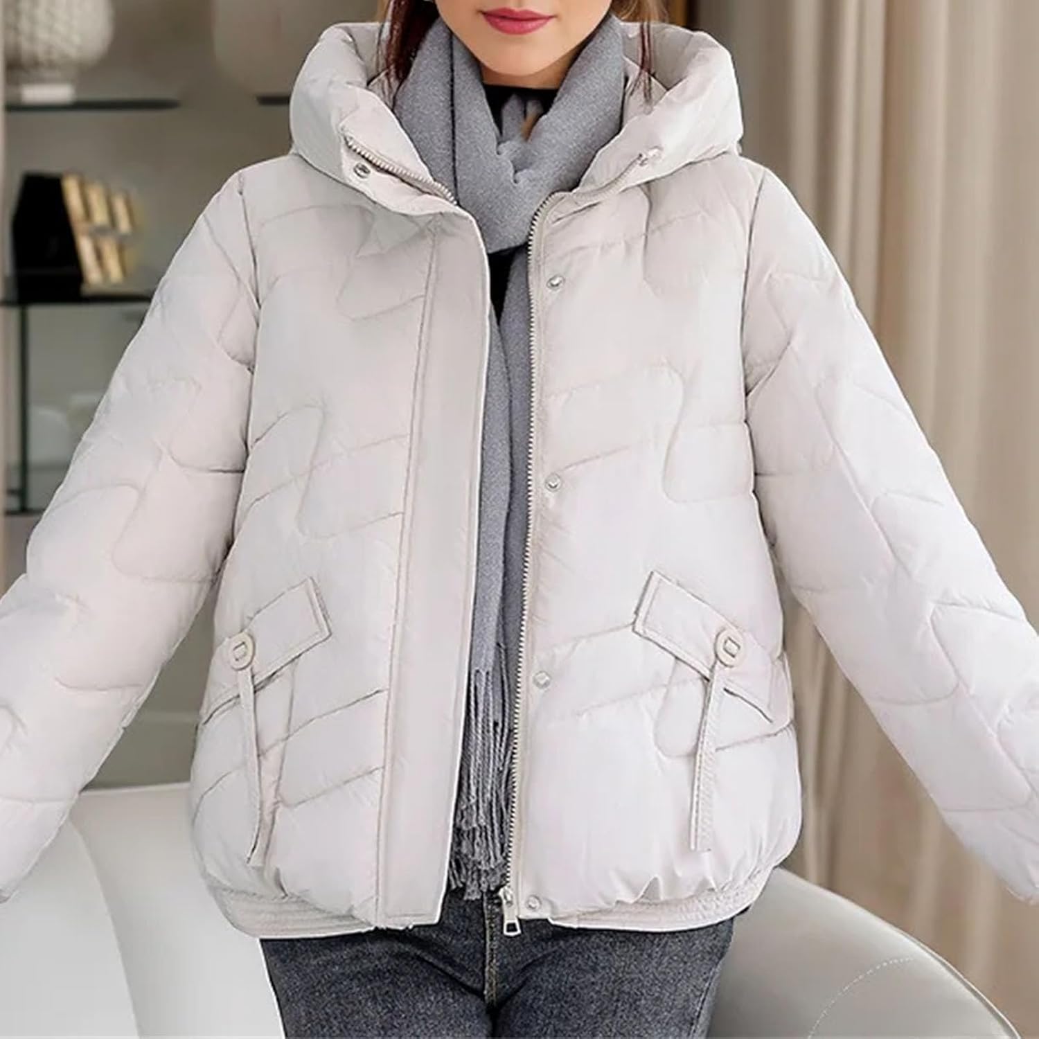 Woman Down jacketr Stylish Puffer jacketr Casual Coat Hooded Fashion Warm Thick Zipper Coat Woman Winter Clothes - Image 5