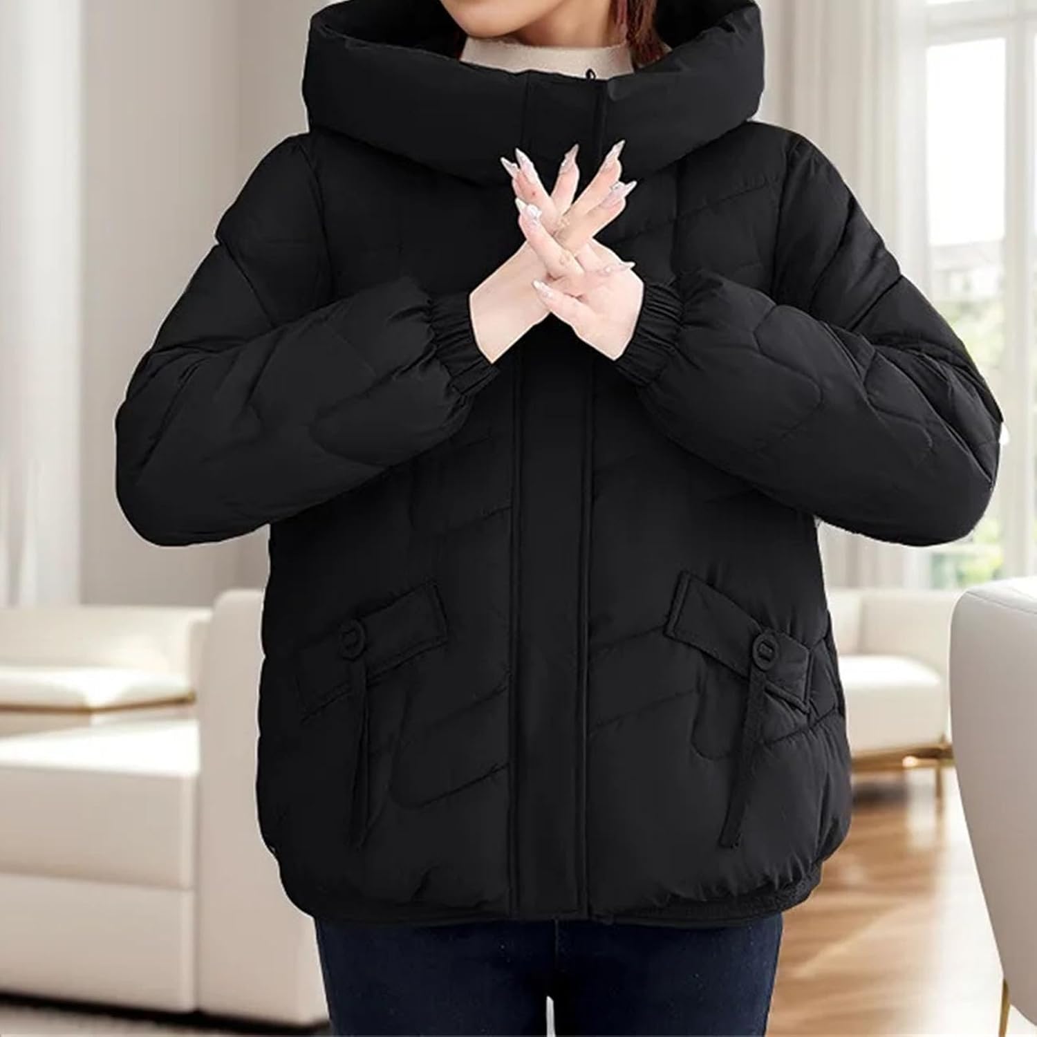 Woman Down jacketr Stylish Puffer jacketr Casual Coat Hooded Fashion Warm Thick Zipper Coat Woman Winter Clothes - Image 6