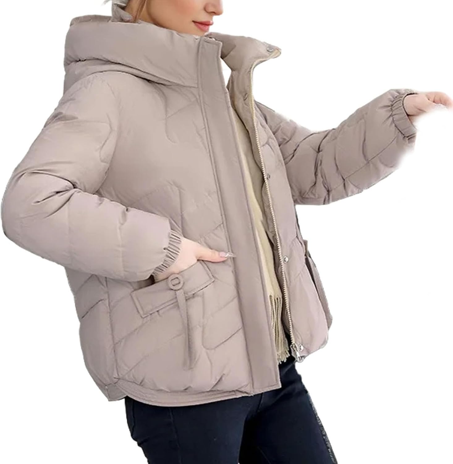 Woman Down jacketr Stylish Puffer jacketr Casual Coat Hooded Fashion Warm Thick Zipper Coat Woman Winter Clothes - Image 11
