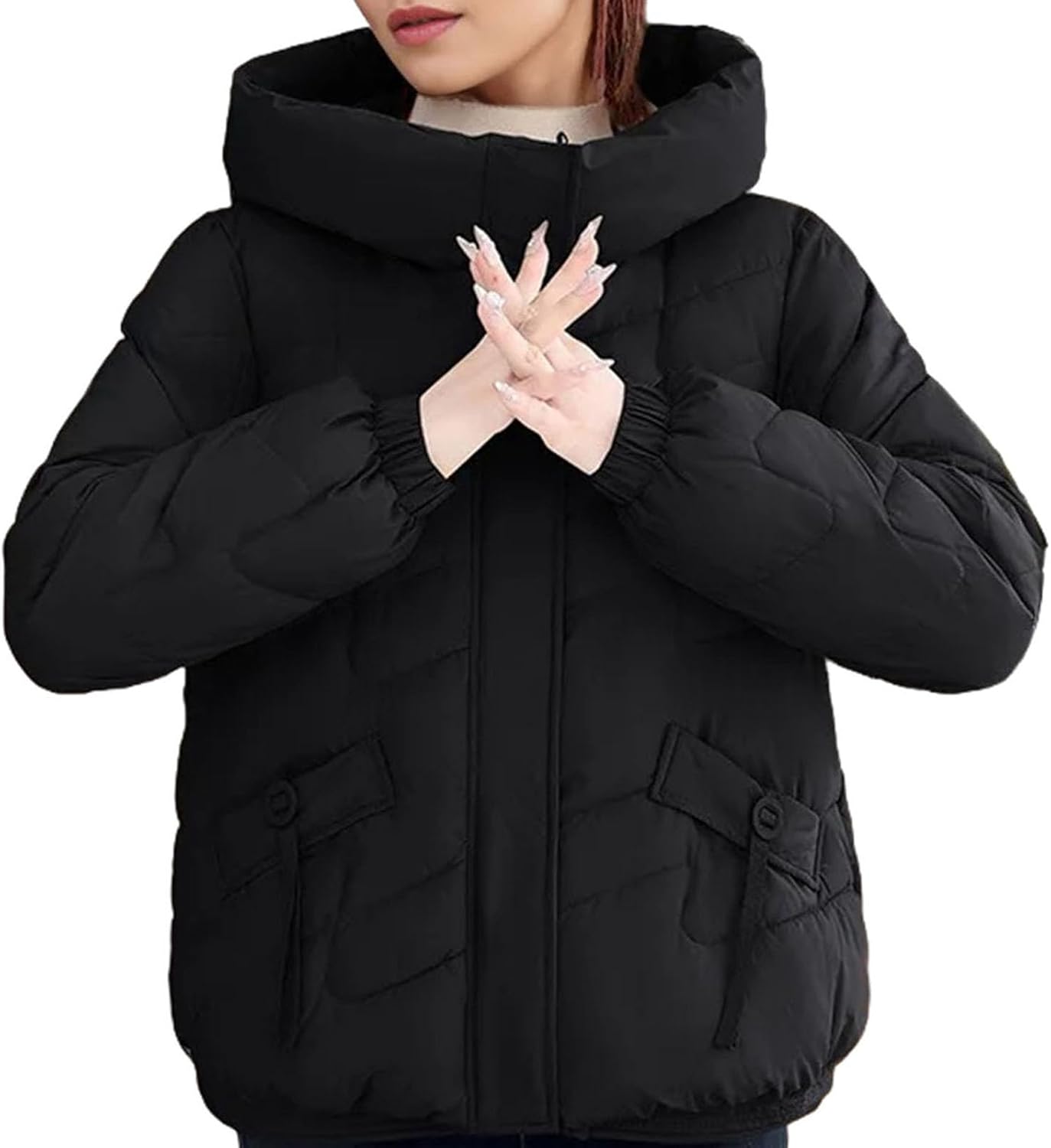 Woman Down jacketr Stylish Puffer jacketr Casual Coat Hooded Fashion Warm Thick Zipper Coat Woman Winter Clothes - Image 9