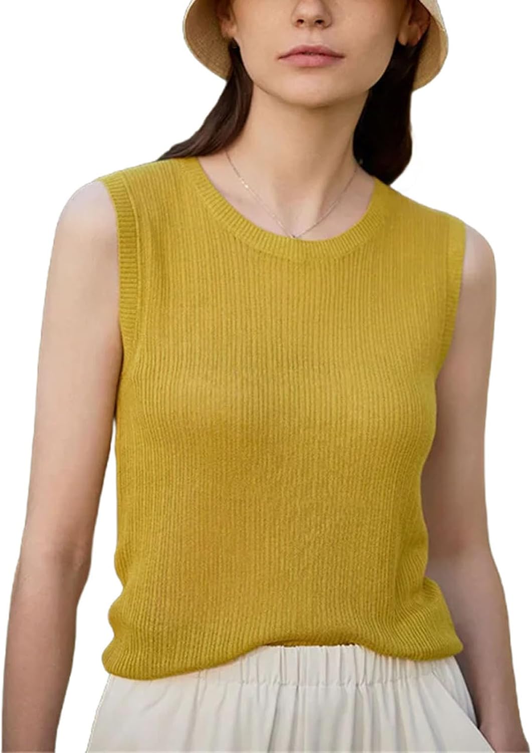 Woman Sleeveless O-Neck Office Lady Knitted Female Chic Straight Camisole Vest Female Knitted Clothing Camis - Image 10