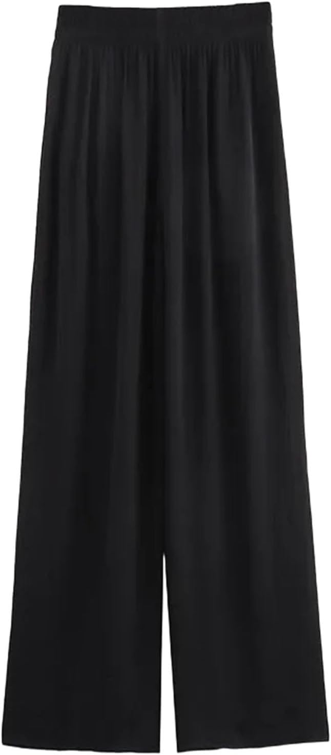 Women Loose Wide Leg Pants Fashion Solid Elastic Waist Female Elegant Street Pant Trousers Clothing