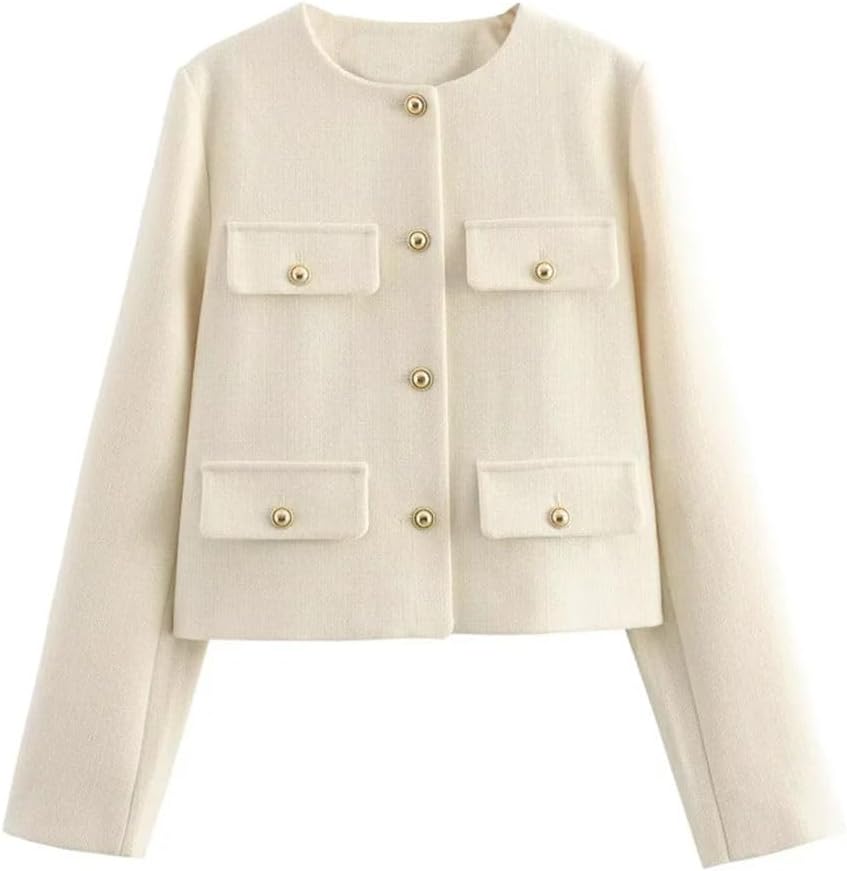 Women Short Coat Long Sleeves Button Coat Spring Autumn Fashion Casual Elegant Office Lady Clothing