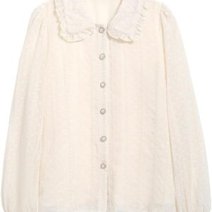 Women Vintage Tops Chiffon Blouse Long Sleeve Casual Female Work Office Shirts Female Clothing