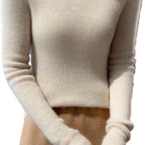 Women's Cashmere Slim Sweater Half High Collar Pullovers Winter Basic Cashmere Warm Clothing Tops