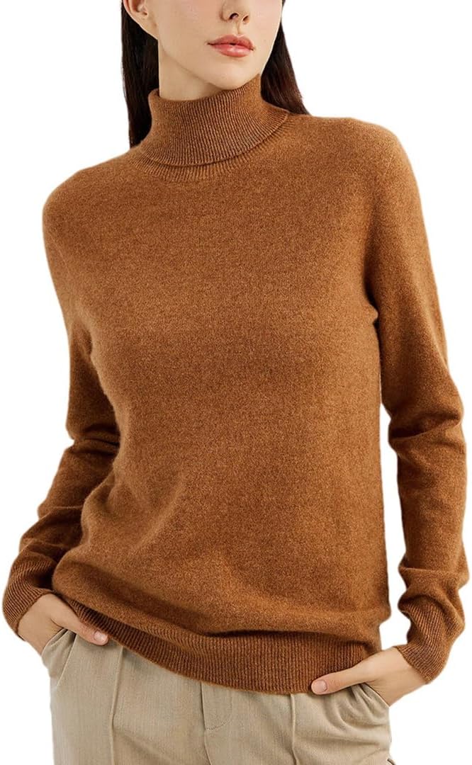 Women's Cashmere Sweater Turtleneck Long Sleeve Warm Soft Fall Winter Clothing Knit Pullover Knitted Top