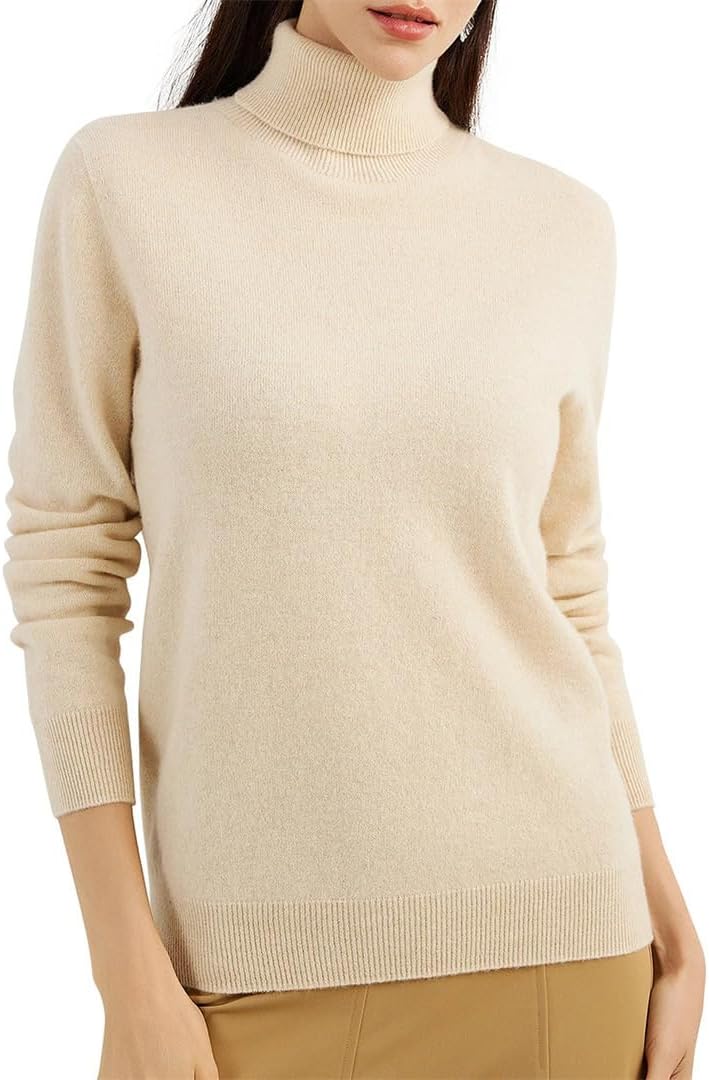 Women's Cashmere Sweater Turtleneck Long Sleeve Warm Soft Fall Winter Clothing Knit Pullover Knitted Top - Image 5