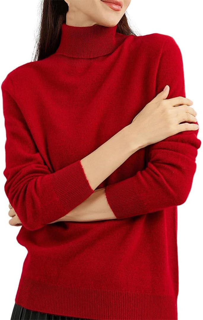 Women's Cashmere Sweater Turtleneck Long Sleeve Warm Soft Fall Winter Clothing Knit Pullover Knitted Top - Image 3