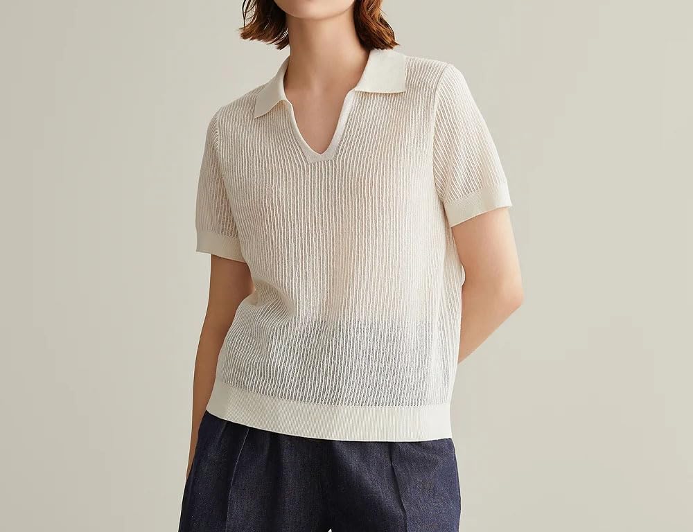 Women's Clothing Fashion Ladies Knitted Pullover Silk Polo Shirts Sweaters - Image 3