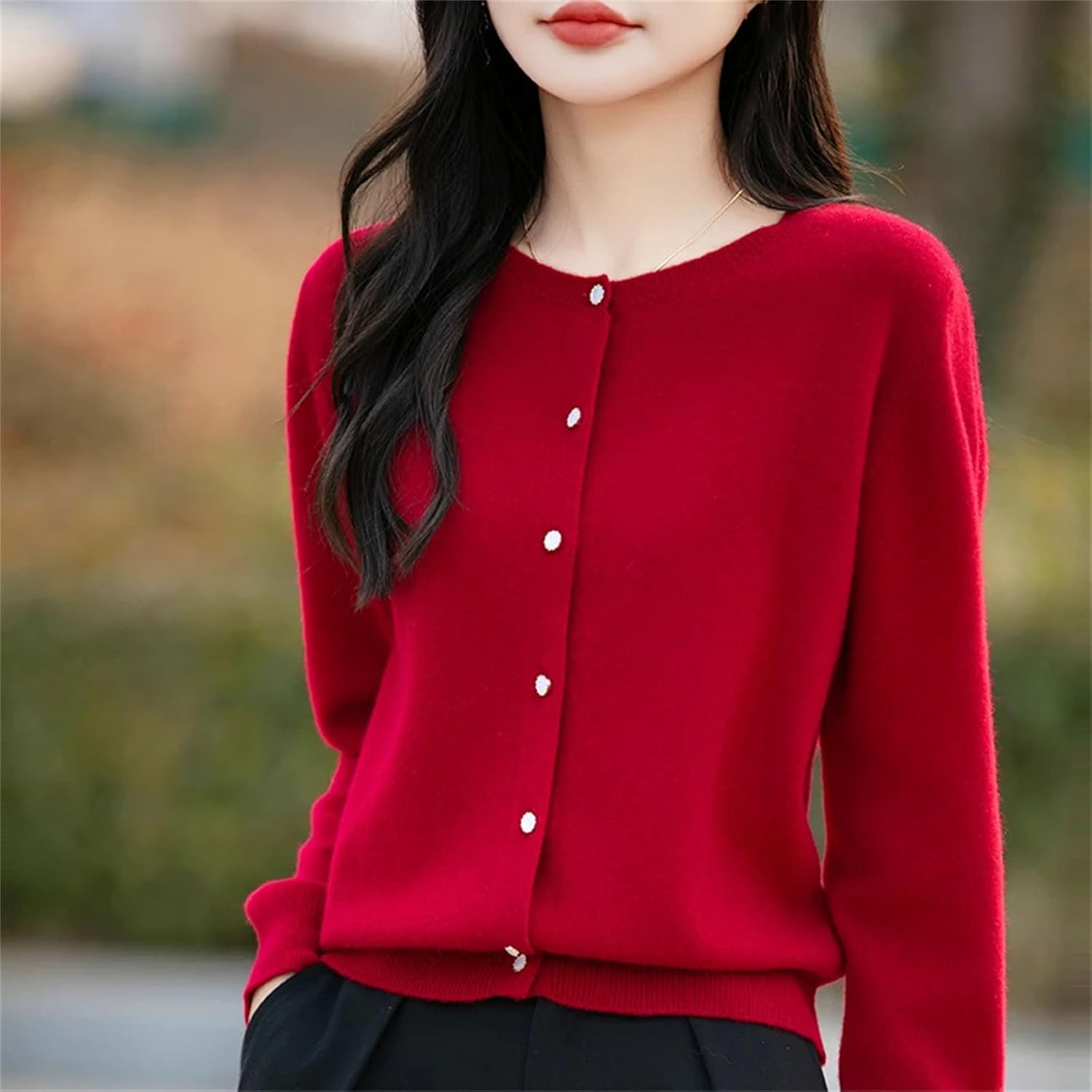 Women's Clothing Merino Wool Cardigan Spring O-Neck Cashmere Knitted Fashionable Sweater Jacke - Image 4