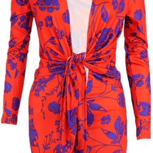 Women's Dresses Sexy Women's V-Neck Printed Lace-up Beach Dress Dress Slim Dress Comfortable Ladies Clothing